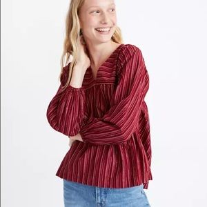 Madewell swingy peasant top in metallic stripe S